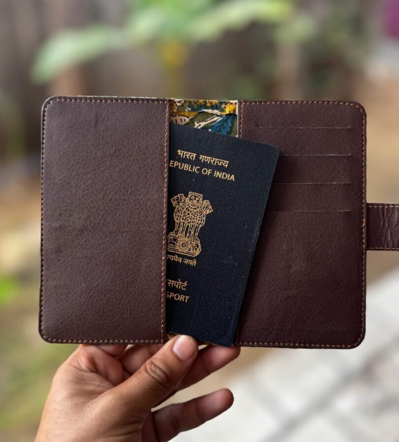 Cards and Passport Holding Cover – Hand Block Printed Fabric | Double Pocket | 4 Card Slots (6″ x 3″) - Image 7